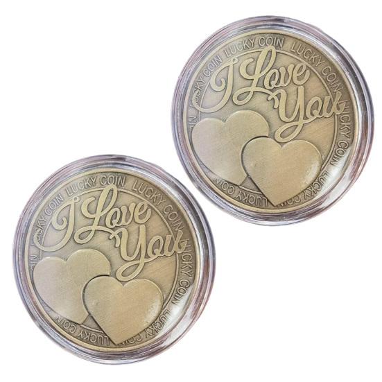 I Love You Lucky Coin Four-Leaf-Clover Pocket Hug Token Romantic Love Expression