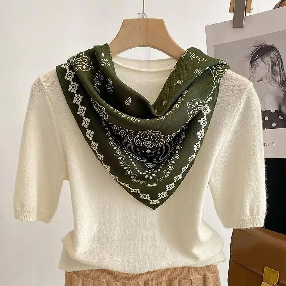Polyester Head Scarf Retro Neck Scarf Fashion Square Scarf  Decor
