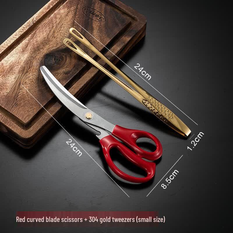 Gold 304 Stainless Steel Korean BBQ Tongs
