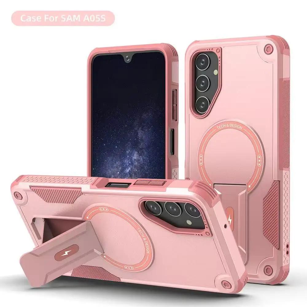 Armor Magnetic Case for Samsung Galaxy S25 Ultra Plus A56 A36 A26 A06 A05S A15 A14 Magsafe Wireless Charge With Kickstand Cover