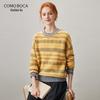 Komonboka Women's 100% Cashmere Crewneck Jacquard Knit Sweater