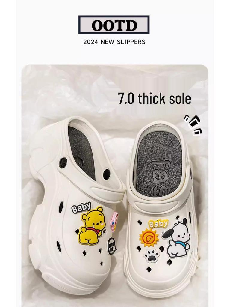 Women's Thick-Soled Non-Slip Height-Increasing Closed-Toe Sandals & Slippers - New Summer 2024 Beach Style