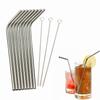 Stainless Steel Straw - TEMPSA - 8 Pcs - 3 Cleaning Brushes - Silver - Bent