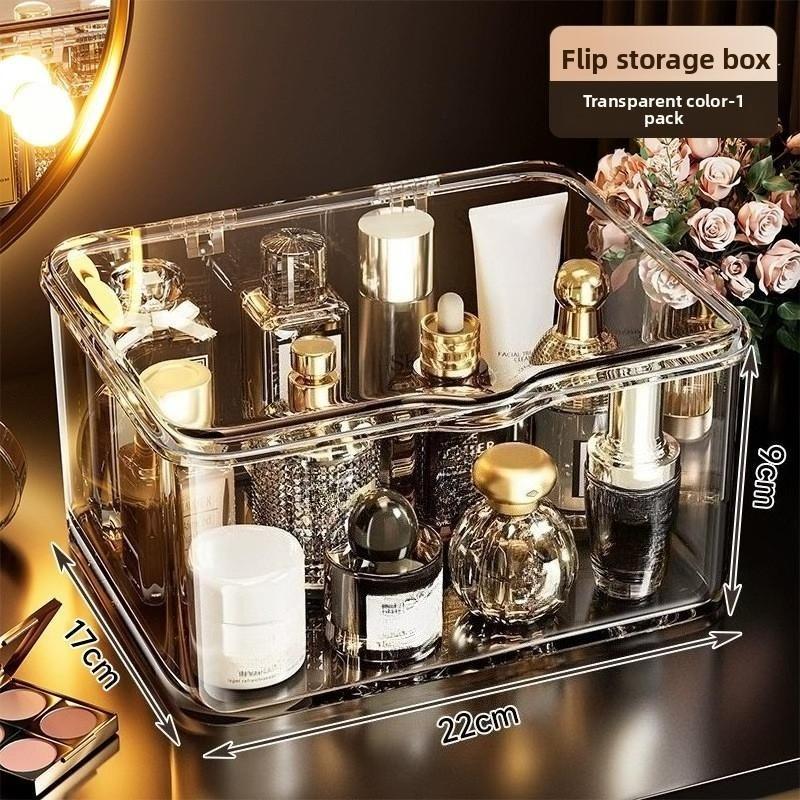 

Пилозахисний контейнер для зберігання великої місткості з кришкою для побутової косметики 1PC прозорий