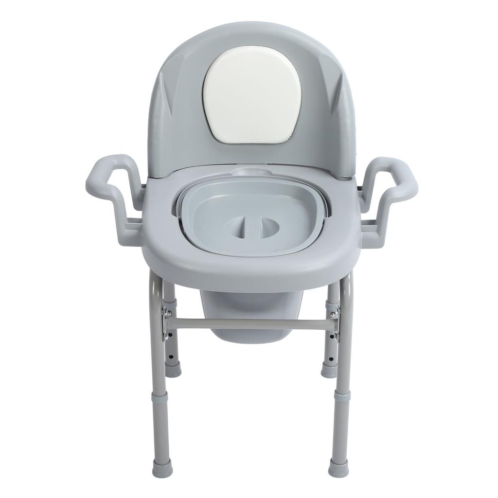 Bedside Commode Toilet Chair 3 Height Adjust Portable Toilet Chair with Backrest for Elderly Pregnan
