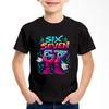 Neues lustiges Sechs Sieben Italienisches Gehirnfäule 67 Nummern Grafikdruck T-Shirt Junge/Mädchen Sommer Kurzarm Kinder Bequemes T-Shirt Top