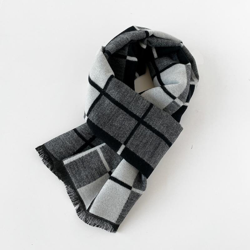 Men's Thermal Scarf Autumn and Winter Thickened Wool Scarf Simple Trend Plaid Imitation Cashmere Shawl