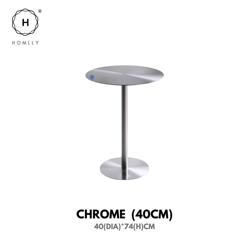 Homlly Tonii Stainless Steel Round Slim Table (40-70cm Diameter)