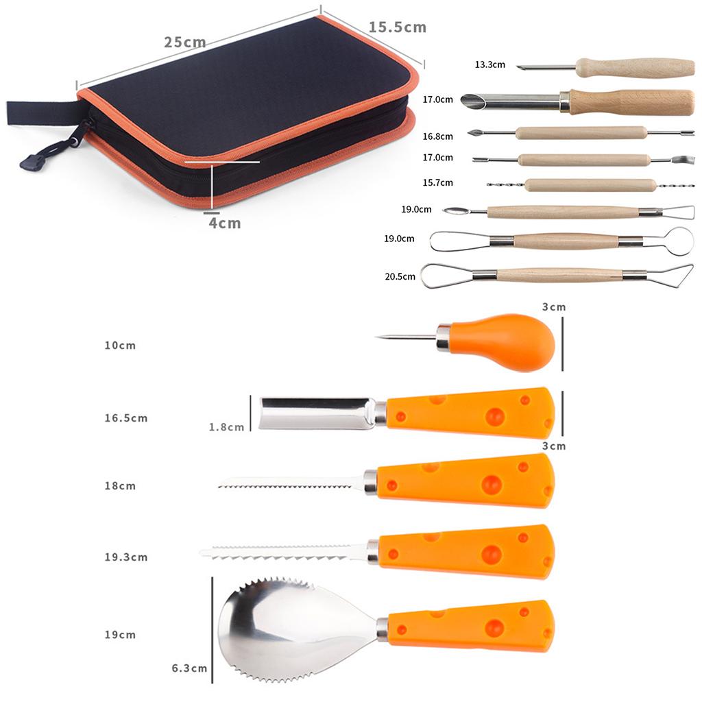 14 Pcs / Set Halloween Pumpkin Multifunction Kit Stainless Steel Cutting Tools