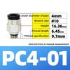 Pneumatik-Fittings Messing Mini-Verbinder Luftschlauch Schnellkupplung PC4-M3/M4/M5 4mm Gewinde Durchgangsgerade Verbindung