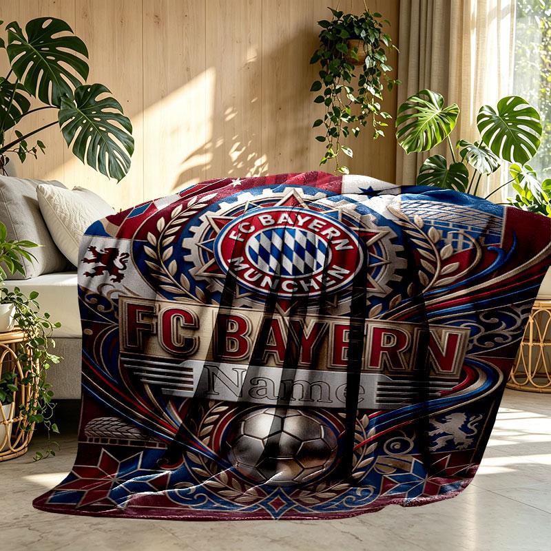 Custom Name Personalized FC Bayern Munich Print Blanket, Home Decor, Bedroom, Sofa, Camping, Couch, Gifts for Birthday Christmas