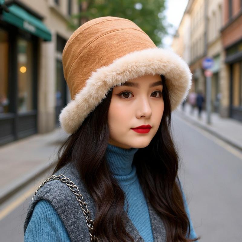 Plush Hat, Fisherman Hat, Female, Big Head Circumference, Ear Protection Hat, Toe Cap, Thick Cotton Hat