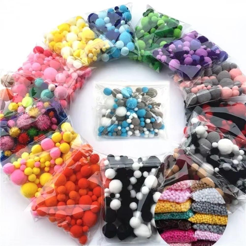 New Craft DIY Pompom Fluffy Balls Stuffed Pompoms Fur Ball Mixed Size 10-30mm Pom Poms Kids Toy