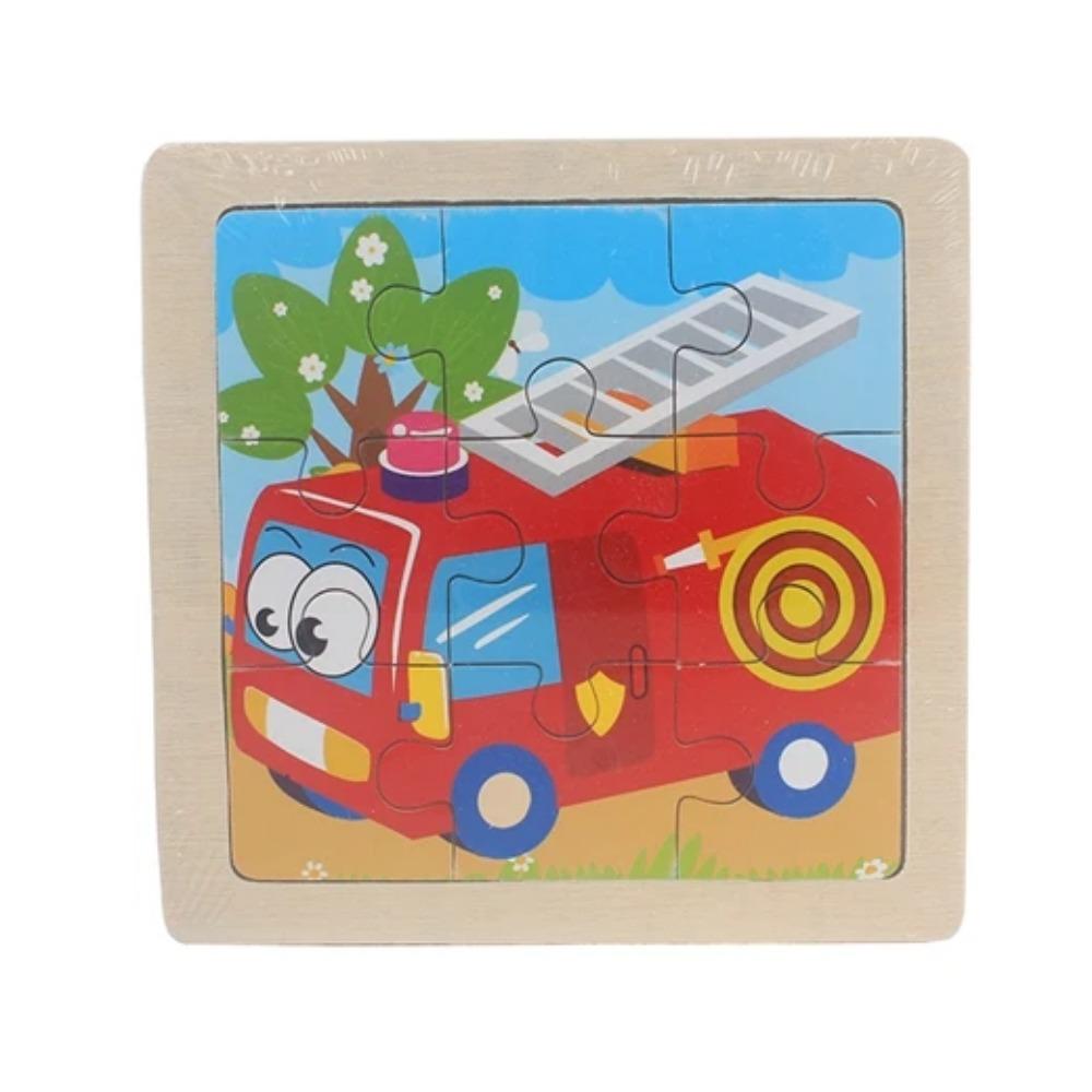 Kids Toy Wood Puzzle Small Size 11*11cm Wooden 3D Puzzle Jigsaw for Children Baby Cartoon Animal/Traffic Puzzles Educational Toy