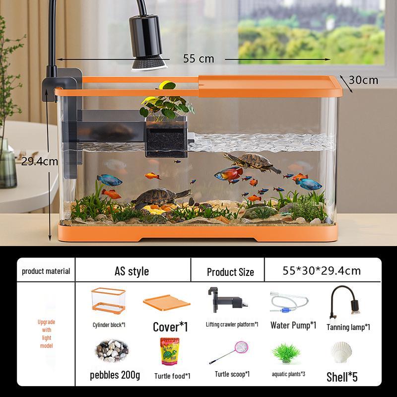 Versatile Desktop Turtle & Fish Aquarium with Basking Platform and Integrated Circulation System