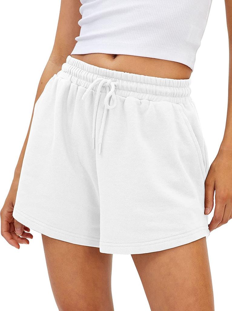 Grenzüberschreitende unabhängige Station Amazon Mode Damen Sportshorts lässig locker Sommer mittlere und hohe Taille einfarbige Shorts Damen