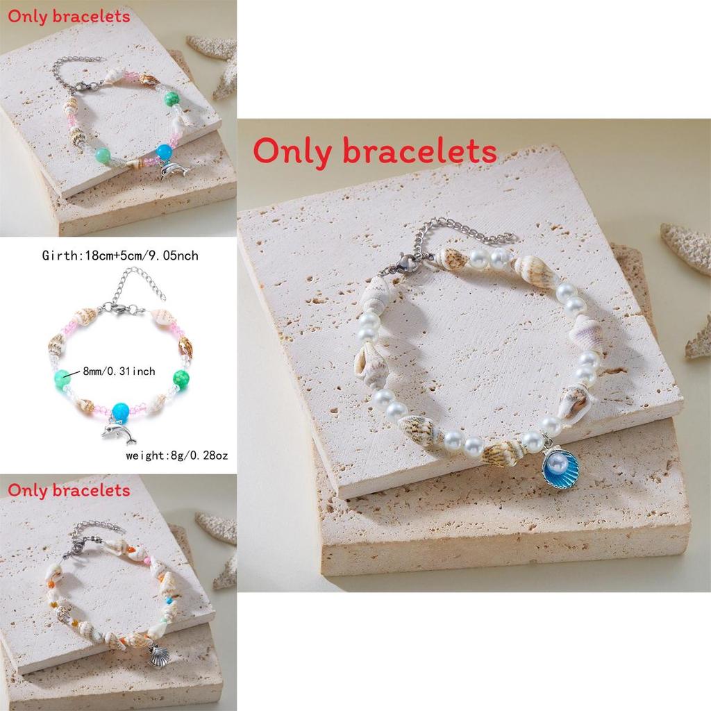 Shell Fish Tail Pendant Bracelets For Beachwear And Casual Wear