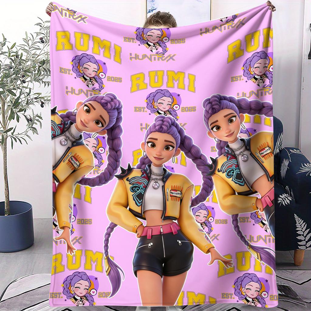 KPop Printed Blanket Girls Boys Plush Throw Blanket Sofa Blankets Warm Birthday Gifts For Girls Huntrix Blankets