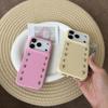 Stylish Stereoscopic Round Bead Rivet Solid Color Leather Shockproof Protective Phone Cover Case for iPhone 17 16 15 14 Pro Max