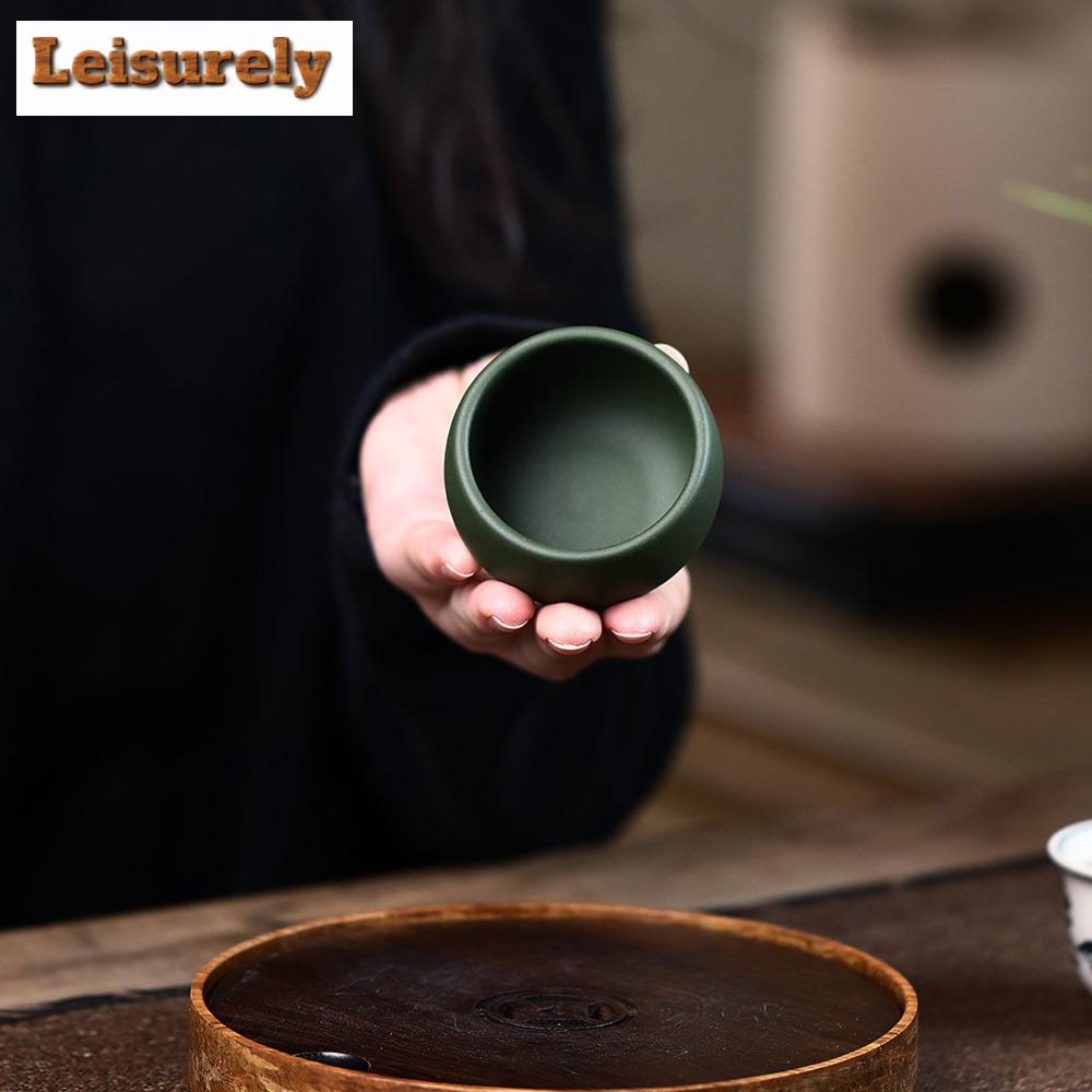 Lote de 2 tazas de té de arcilla morada antiguas, hechas a mano, portátiles, pequeñas, personales, chinas, Zisha, Kung Fu, 50 ml