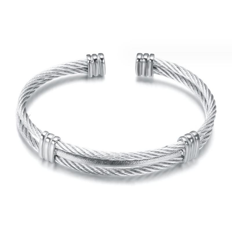 Luxury Wire Knot Men Bracelet Hip Hop Women Stainless Steel Open Cuff Jewelry