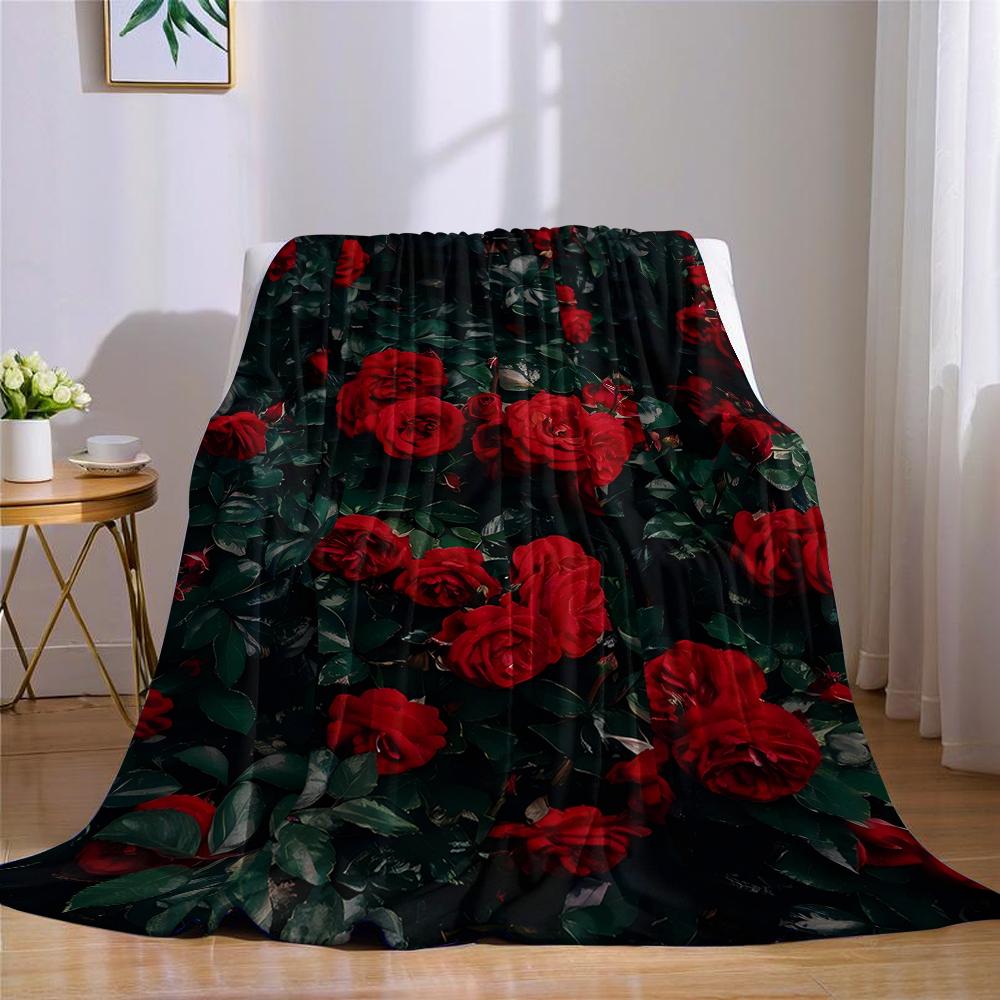 Dunkelrote Rosenlabyrinth Flanelldecke Warm Weich Halloween Weihnachten Sofa Warm Gemütlich Dekoratives Dekor Geschenk für Alle Jahreszeiten