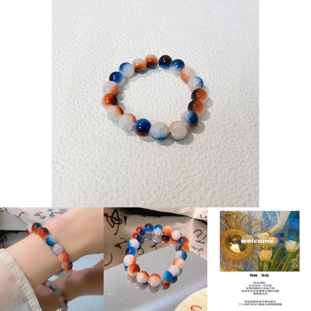 Exquisite Deep Sea Glass Bracelet With Natural Blue Tiger Eye Stones For Men And Women