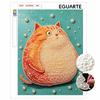 Creative DIY Framed Pearl Art Kit with Cute Fat Orange Cat Pattern Sparkling Bead Canvas Ready To Display Relaxing Gift for Adults