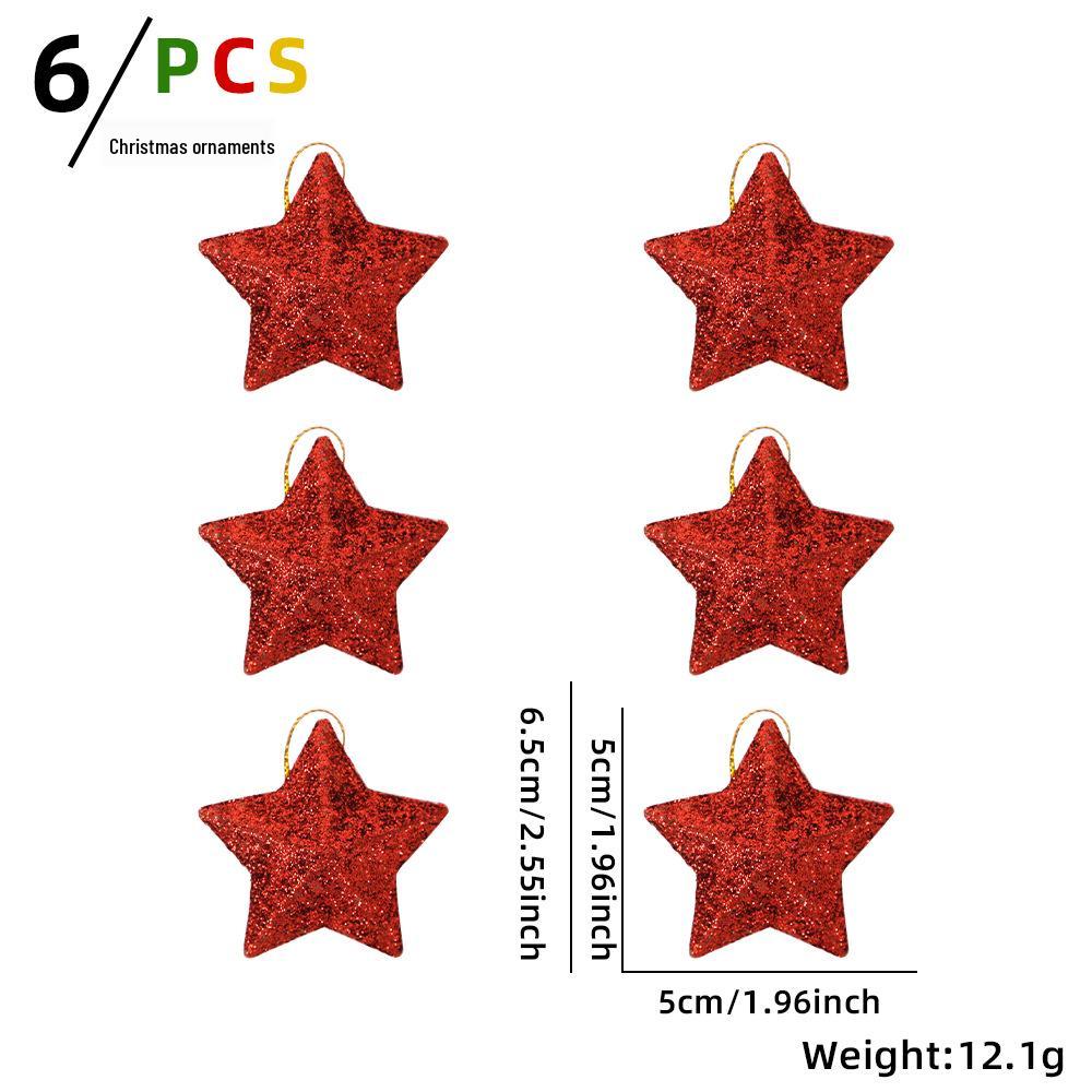 2025 Gold Glitter Five-Pointed Star Christmas Tree Ornaments