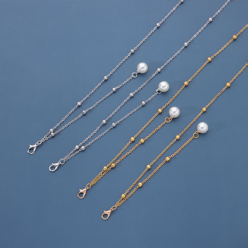 Pearl Tassel Long Glasses Chain, Metal Round Bead Chain, Mask, Mask, Fixed Accessories.