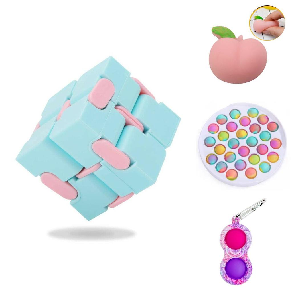 Farbenfrohes Fidget-Spielzeug-Set mit Infinity-Würfel und Simple Dimple Stressabbau-Werkzeugen