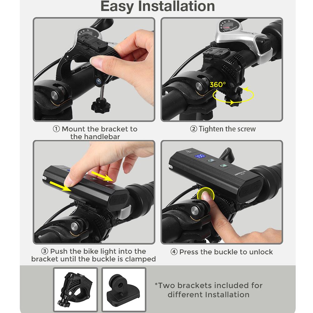 Phare De Vélo Rechargeable USB - 2 Modes, étanche IP44, Avertisseur 130 DB, Pour Cyclisme Urbain Et Longue Distance - 6