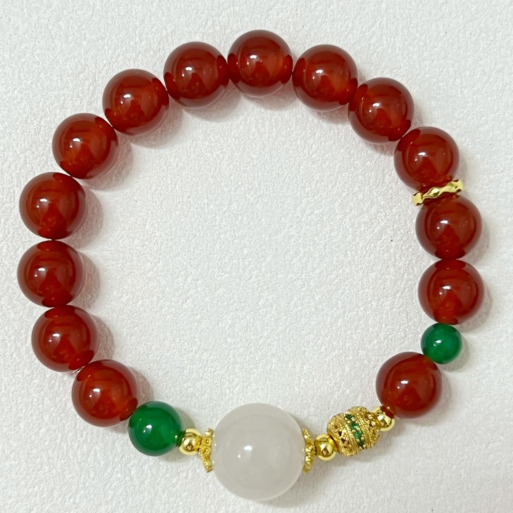 10mm Natural Stone Beaded Bracelets for Women Agate Round Beads Strand Bangle Semi-Precious Gemstone Jewelry Gifts