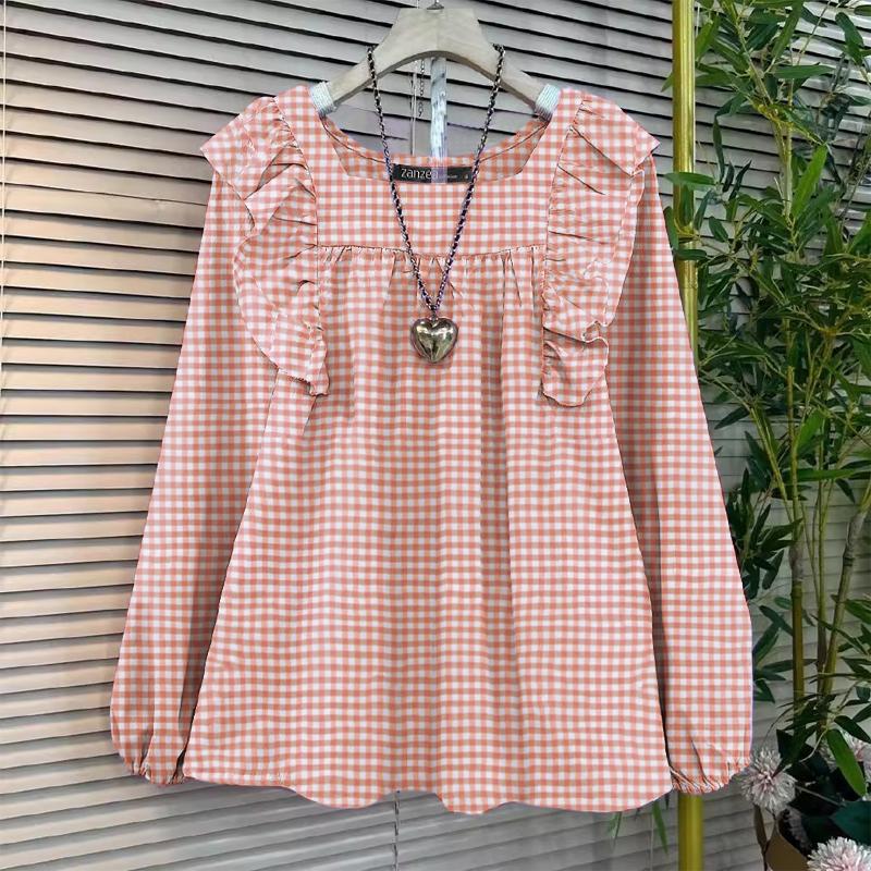 

ZANZEA Женская повседневная клетчатая блузка с длинным рукавом и квадратным вырезом 2XL