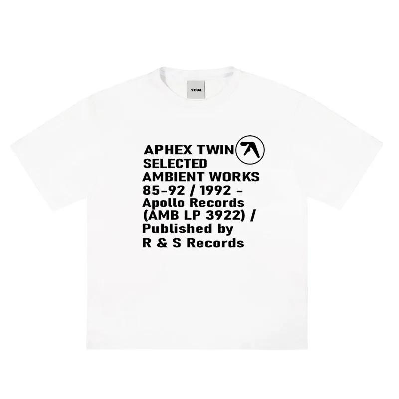 Men T-Shirt Aphex Twin Cotton Graphic Oversized Korean Fashion Short Sleeve Tops Tees Y2k Streetwear Aesthetic Harajuku Clothing