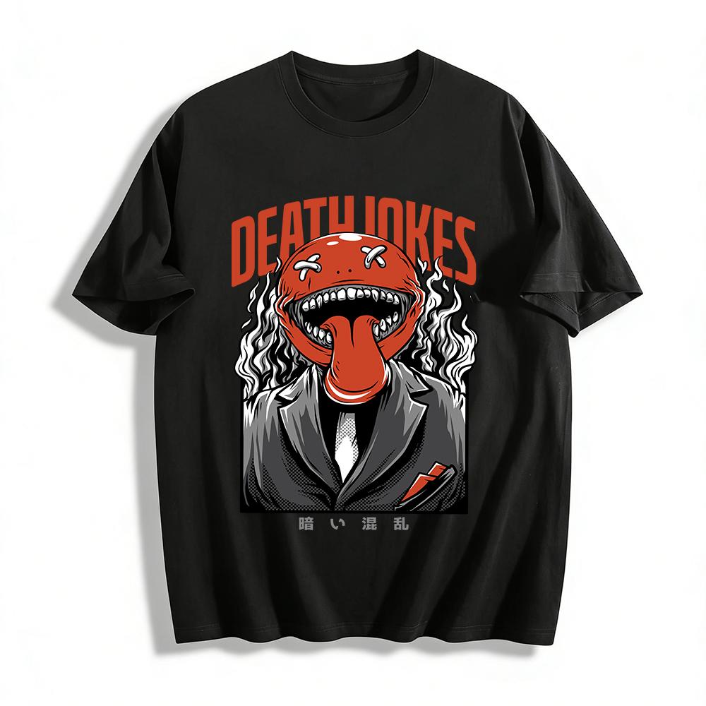 Death Jokes Dark Humor Monster Printed Short Sleeve T-Shirt Pure cotton T-shirt XXS