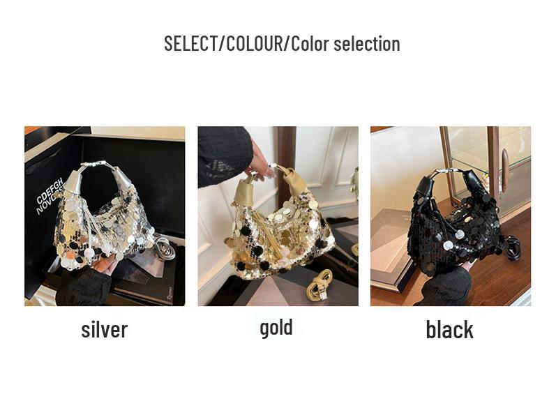 Niche Design Women's Sequin Underarm Shoulder Bag - 2025 Spring Fashion