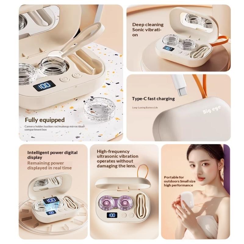 Ultrazvukový čistič kontaktních čoček Chytrý časovač Přenosný plně automatický dobíjecí čistič kontaktních čoček