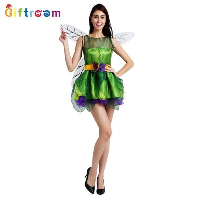 Carnival Western Green Elf Fairy Princess Dress Masquerade Ball Play Stage Play Performance Costume
