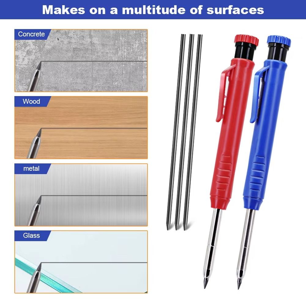 10Pcs Long Nib Woodworking Marking Tool Solid Construction Woodworking Pencil  Architect Use