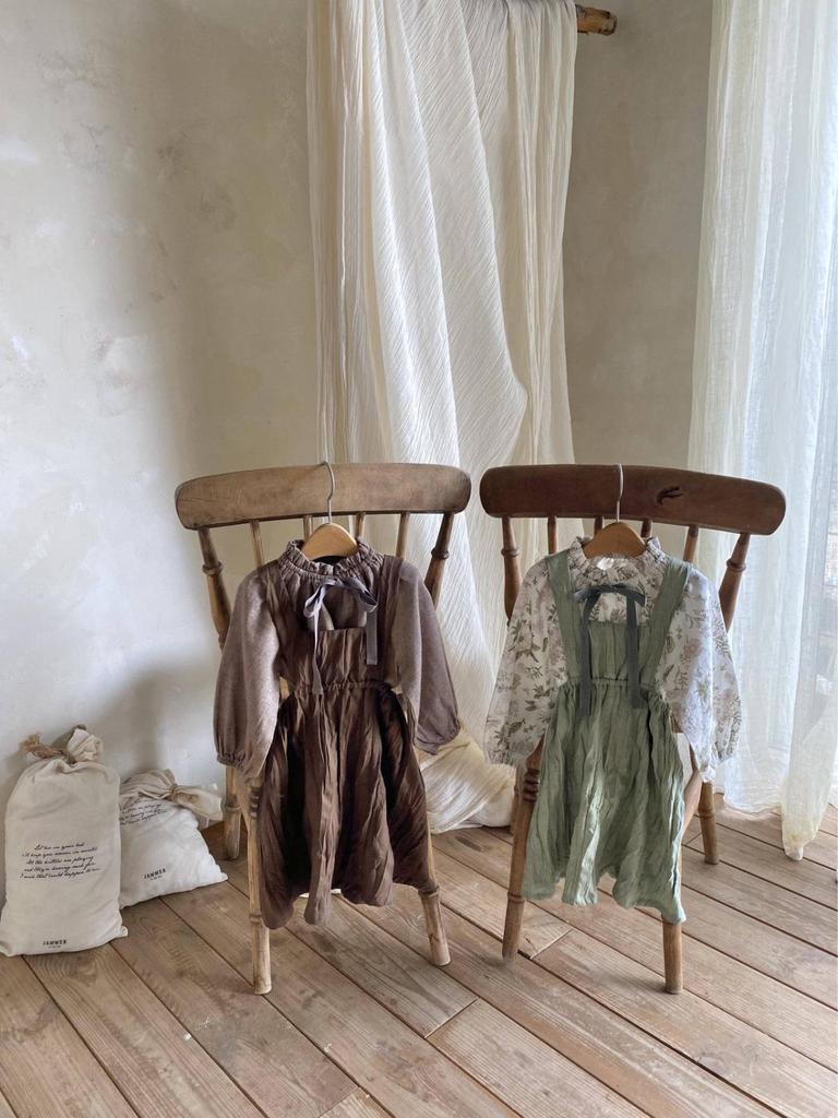 Autumn Vintage Girls' Double Layer Sling Dress Overalls