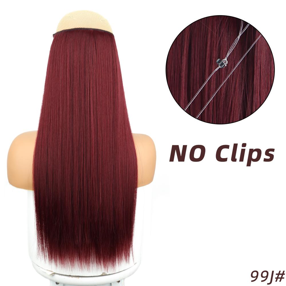 XINRAN Moda Femei Lung Drept Negru Fără Agrafe Extensii Păr Fibră Sintetică Naturală Purtare zilnică Cosplay Strat Postiță