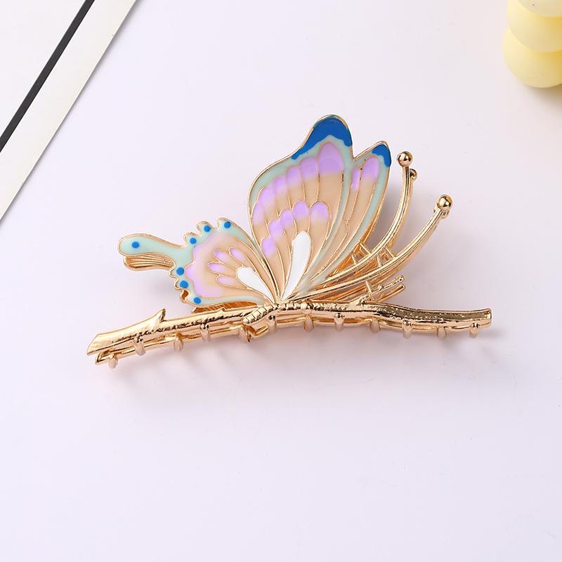 9-Color Painted Butterfly Hairpin - Ancient Style Shark Clip Ornament