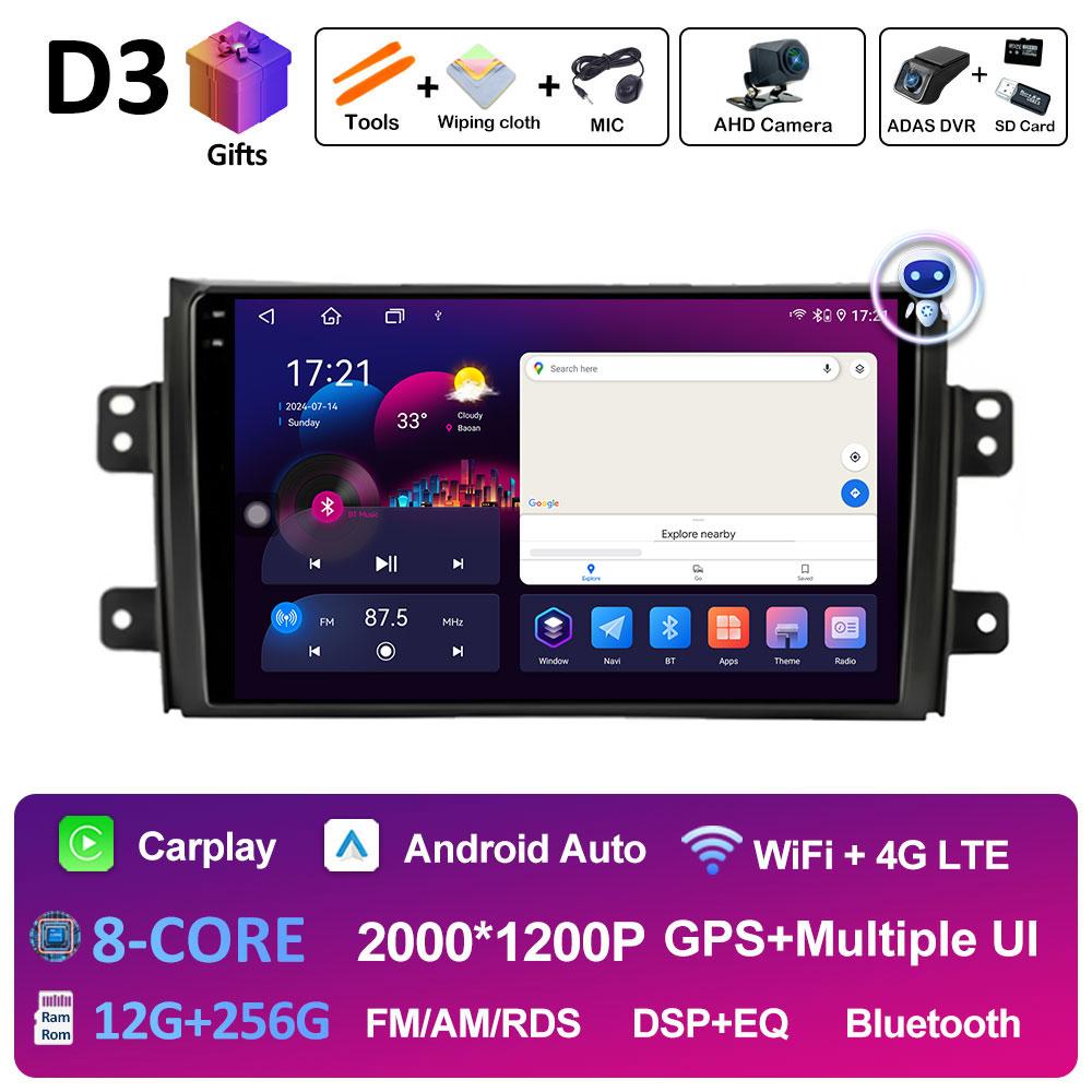 Wireless Carplay Android Intelligent System For Suzuki SX4 SX 4 2006 2007 2008 2009 - 2013 Bluetooth QLED IPS Screen Accessories