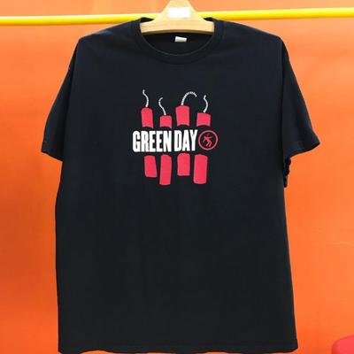 Green Day Rock Band Short-sleeved T-shirt, Chic American Laid-back Style, Casual Pure Cotton, Cool Half-sleeved