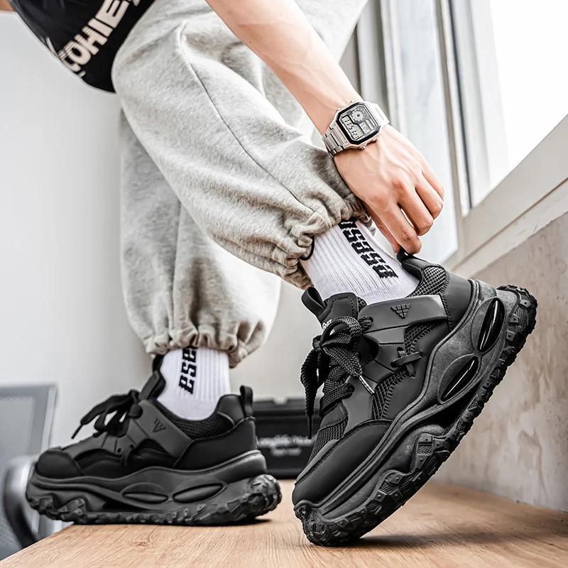 

2025 Новая Дышащая Модная Тенденция Нишевая Универсальная Толстая Подошва Увеличивающая Рост Повседневная Спортивная Мужская Обувь обувь для мужчин обувь мужчины 44 чёрный
