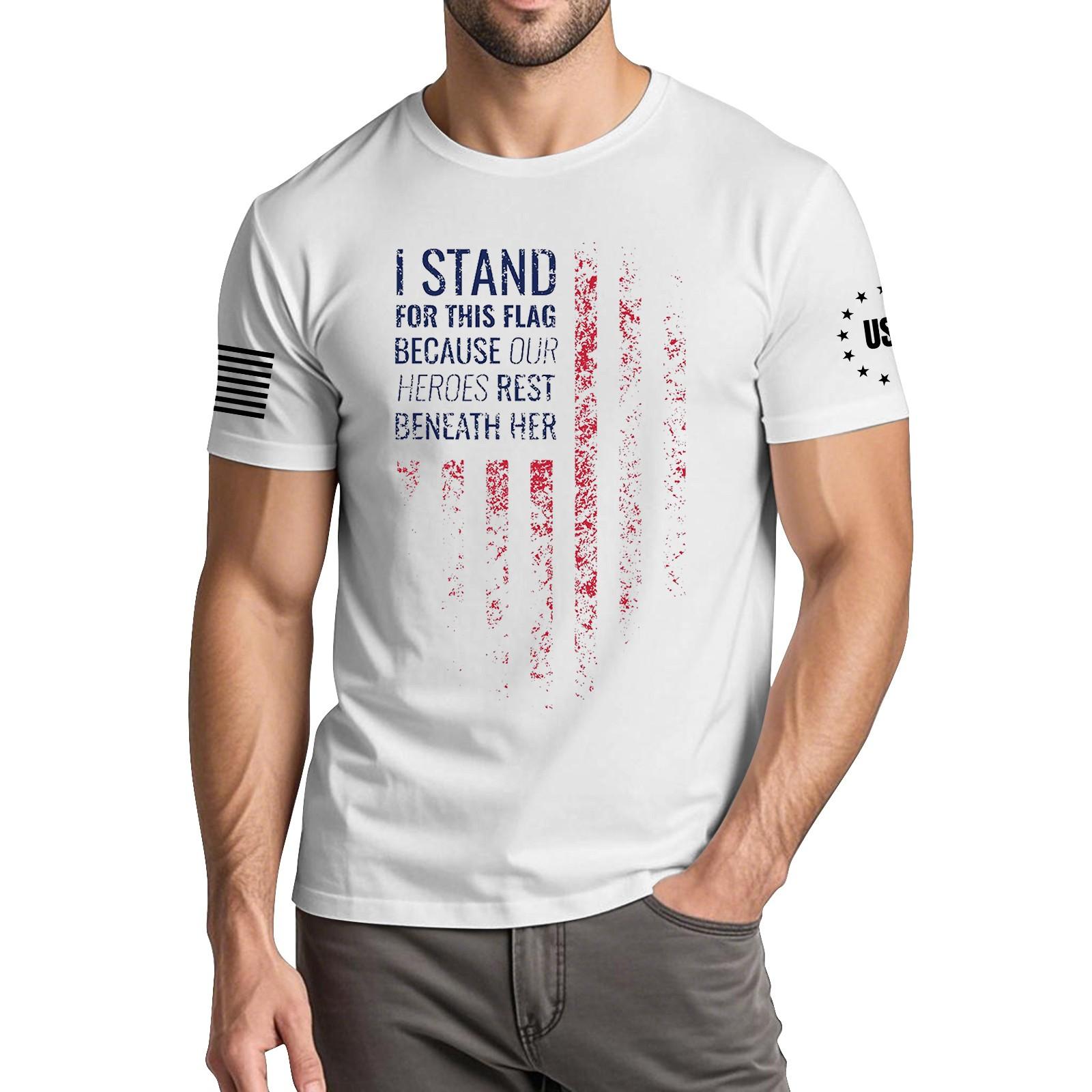 

Мужская модная повседневная футболка с круглым вырезом и коротким рукавом с принтом «День независимости» XL белый