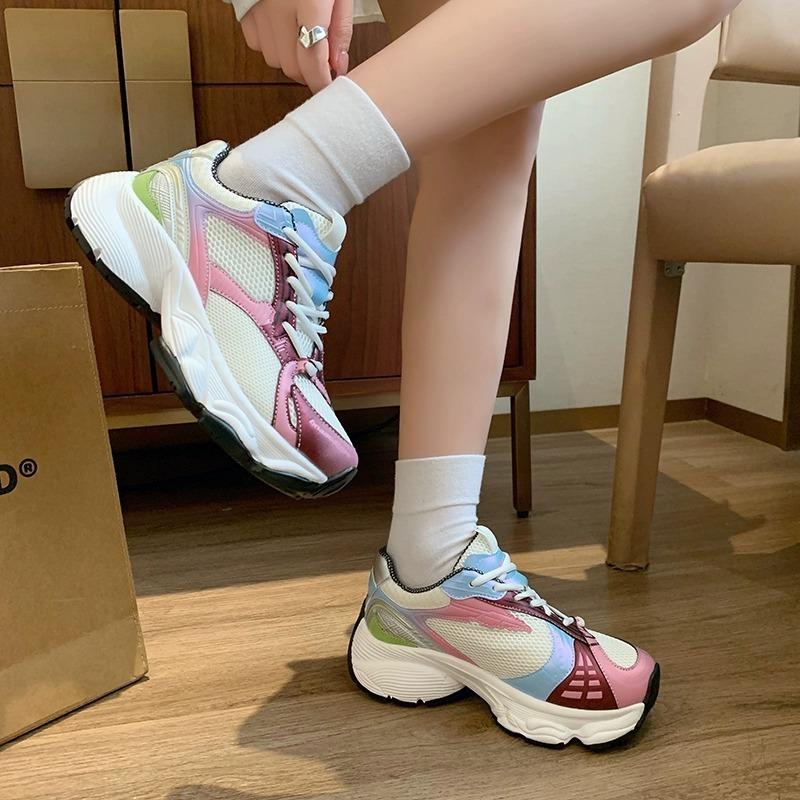 ~ Leather 6cm thick-soled new dad shoes women's autumn height-increasing casual sports shoes