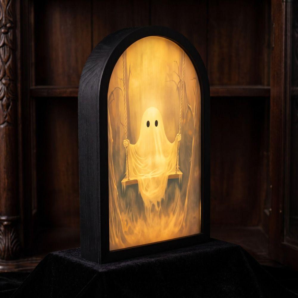 Ghost Shaped Halloween Ghost Mirror Illuminated LED Wall Mirror Haunted House