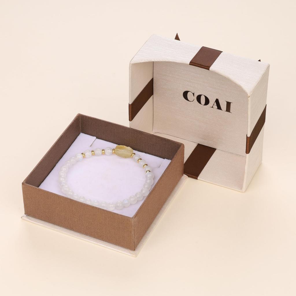Moonstone and Citrine Purifying Amulet Power Stone Bracelet for Women [Koai]